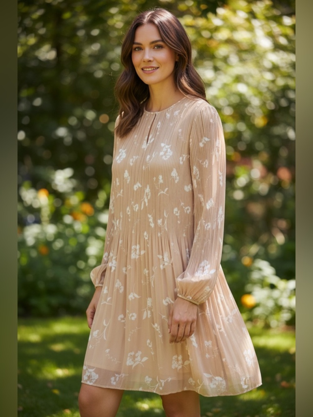 Aritzia Wilfred Janvry Pleated Mini Dress in Coral Blush Light Birch